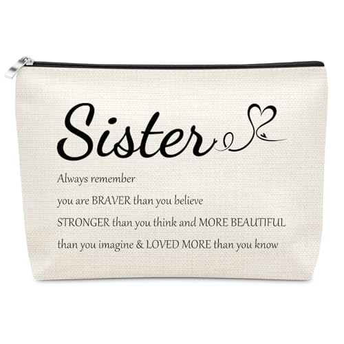 Sazuwu Inspirational Sister Makeup Bag - Cotton Linen Travel Pouch