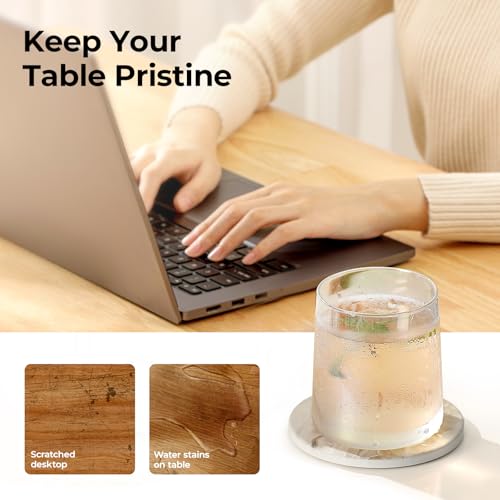 LIFVER Marble Ceramic Coasters Set of 4 with Holder - Absorbent & Stylish