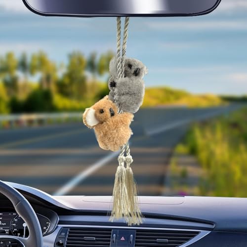 DUSCOKE Plush Swinging Koala Car Hanging Ornament & Rear View Mirror Charm