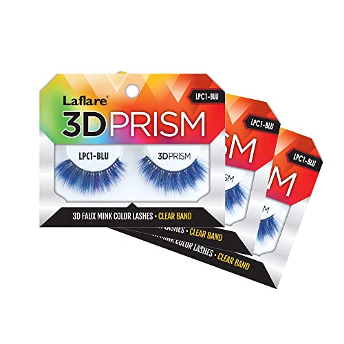 Laflare 3D Prism Color Silk False Eyelashes Blue 3-Pack