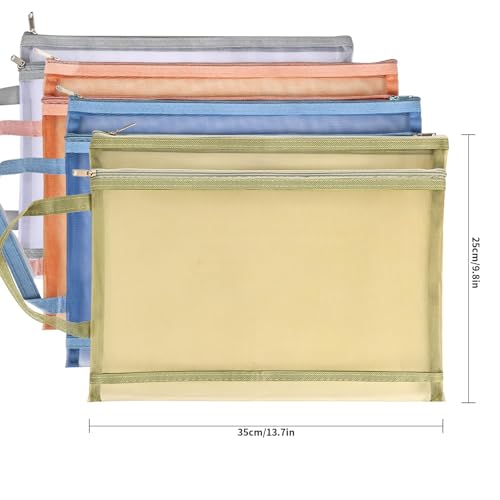 4-Pack Colored Mesh Zipper Pouch Bags - Durable Nylon Storage