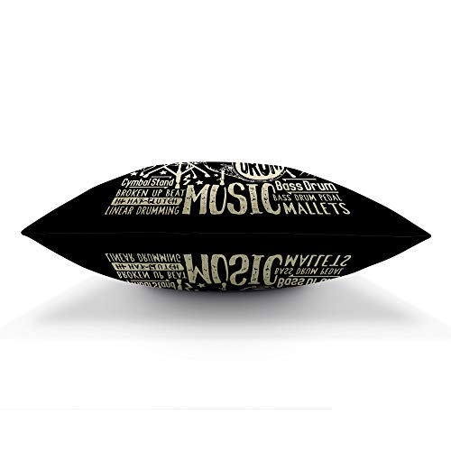 Music Rock Drums Throw Pillow Cover - 18x18 Inch Decorative Cushion