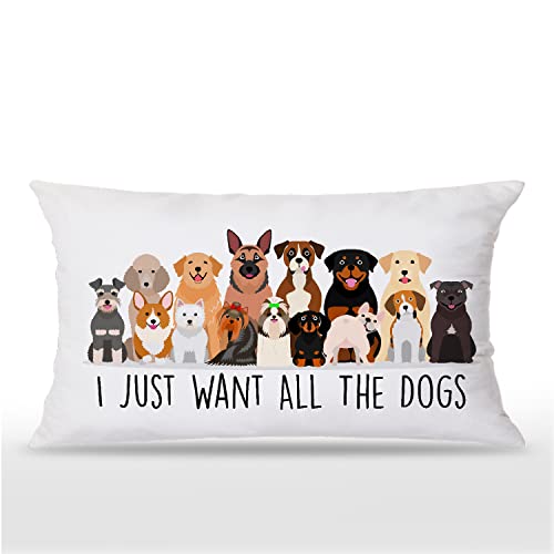 Funny Cartoon Dog Throw Pillow Cover - 12x20 Inches, Gift for Dog Lovers