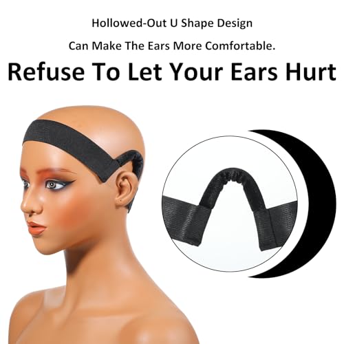 Ptwola 2 Pcs Earless Wig Melting Band for Lace Fronts, Non-Slip Elastic Grip