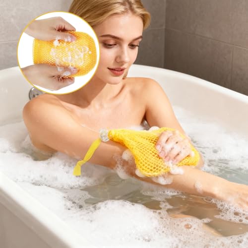 Abeillo 6 Pack Mesh Soap Bags Exfoliating Bar Soap Pouches with Drawstring