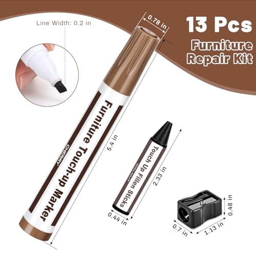 Thboxes 13-Piece Wood Furniture Repair Kit - 6 Color Markers & Wax Sticks
