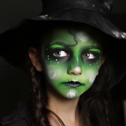 BOBISUKA Green Witch Face Paint Kit with Fake Nose and Black Crayon