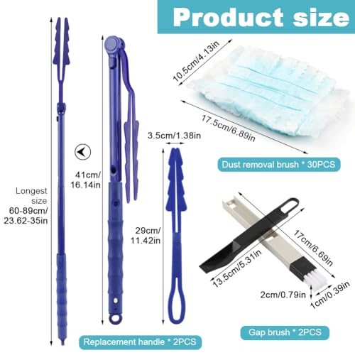 30 Count Blue Duster Refills Kit for Swiffer Duster - Includes 2 Handles & 2 Mini Brushes