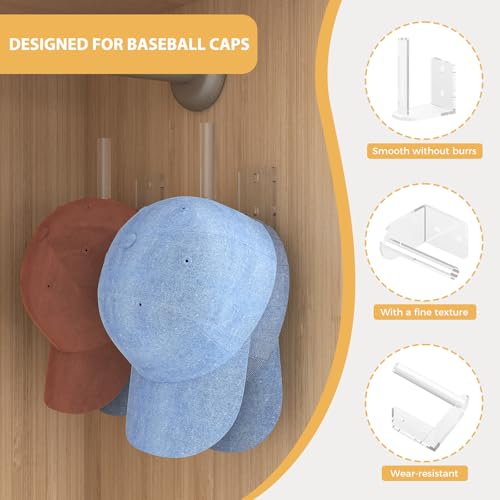 Clear Acrylic Baseball Cap Organizer - Floating Hat Rack (2 Pack)