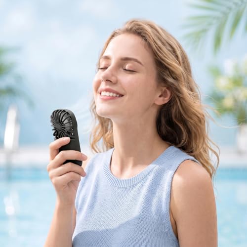 Fanadith Portable Mini Fan, Pocket Size 5-Speed Rechargeable Personal Fan, Black