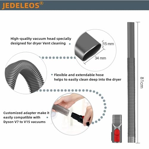 JEDELEOS Dryer Vent Cleaner Kit for Dyson V7 V8 V10 V11 V12 V15