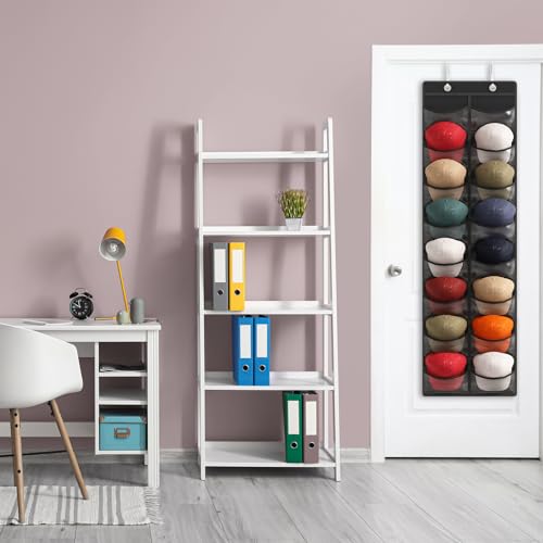 Fixwal Over-Door Hat Organizer with 16 Clear Pockets