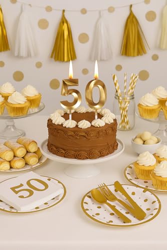Elegant Gold 50th Birthday Candles – Premium Cake Decorations