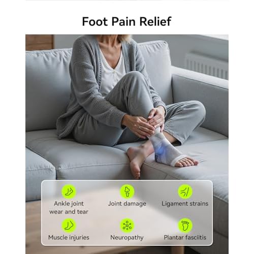 3 Pairs Neuropathy Socks for Women & Men, [Ultra Breathable] Plantar Fasciitis Socks for Achilles Tendonitis Relief, [20-30 mmHg Compression] Ankle Socks for Arch Support (Grey+Blue+Purple, Large)