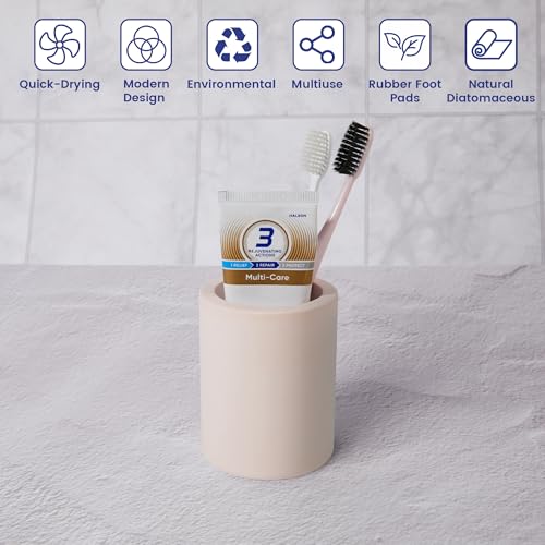 Compact Diatomite Toothbrush Holder for Bathroom - Pink