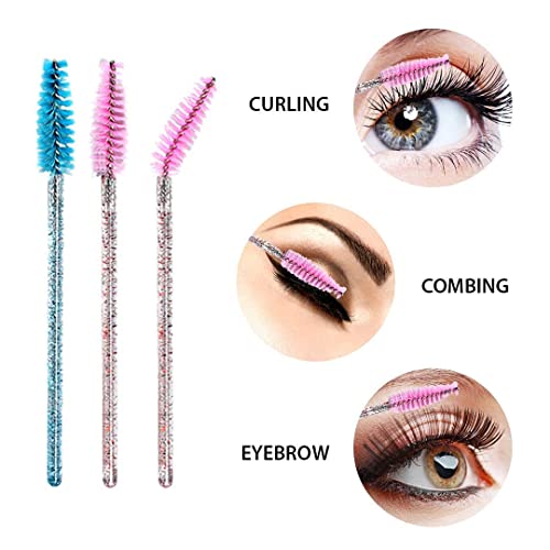 Disposable Mascara Wands 100 Pcs Crystal Handle Lash Spoolies Brushes