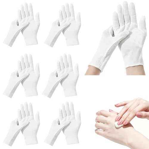 12-Pack White Cotton Gloves for Dry Hands, Eczema Care & Sleeping