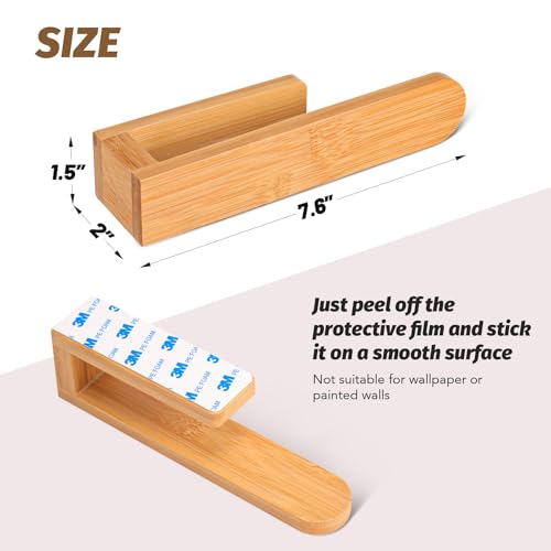 Maveite 8-Inch Bamboo Towel Bar - Self-Adhesive Wall Mounted Towel Rack
