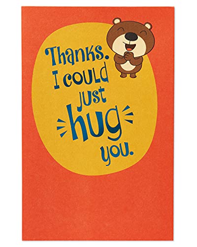 American Greetings Thank You Card Cute Bear Hug with Foil Detailing