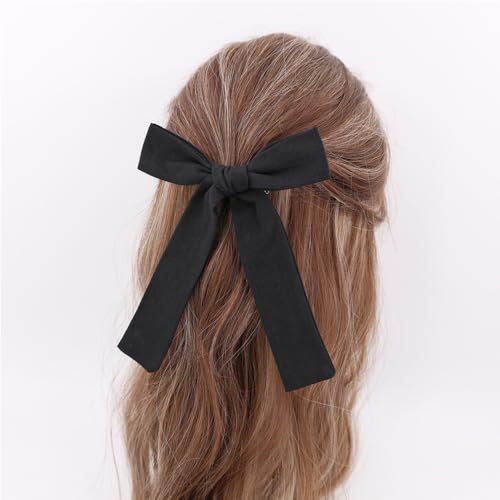 Gebelle Cotton Linen Hair Bow Clips 4 Pack Black Assorted Styles