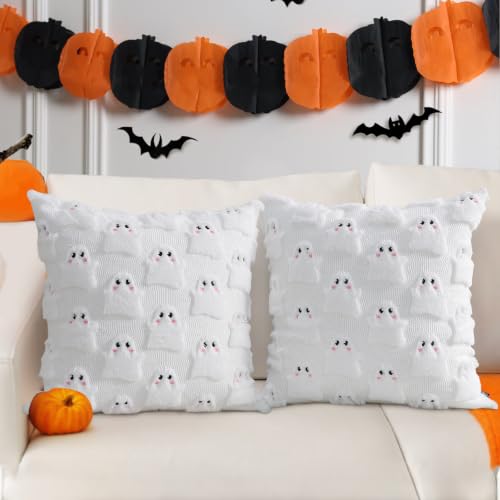 Coddsmz White Elf Halloween Pillow Covers, 18x18 Plush Throw Cushion Set of 2