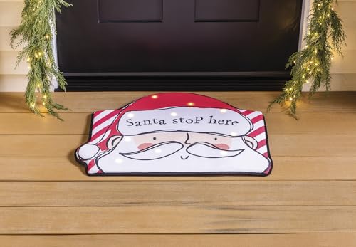 Christmas Light-Up Santa Doormat with Motion-Activated LED Lights - Festive Welcome Mat
