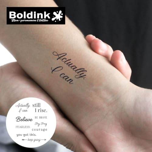 Boldink Semi-Permanent English Words Temporary Tattoos Realistic Fake Ink