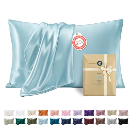 Bedsure King Satin Pillowcases Set of 2 - Aqua (20" x 36")