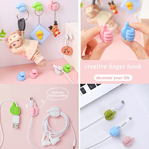 16Pcs AELITOK Silicone Thumb Wall Hooks - Adhesive Cable Organizer & Key Hanger
