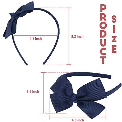 Midi Ribbon Navy Blue Grosgrain Bow Headband Handmade Hair Hoop