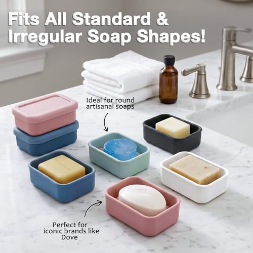 Leak Proof Silicone Travel Soap Case - Light Pink Portable Holder