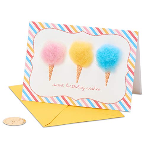 Papyrus Cotton Candy Birthday Card - Sweet Wishes, Elegant Design, 5x7