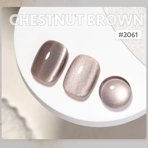 GAOY Glassy Cat Eye Gel Nail Polish Chestnut Brown 16ml with Magnet