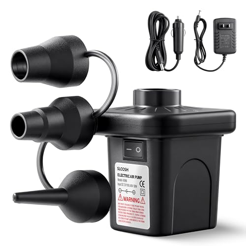 SLOOSH Electric Air Pump for Inflatables - Quick-Fill Inflator with 3 Nozzles