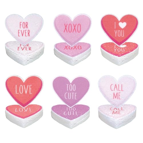Valentine's Heart-Shaped Kitchen Sponges - Non-Scratch Dishwashing Scrub Set, 12 Pack