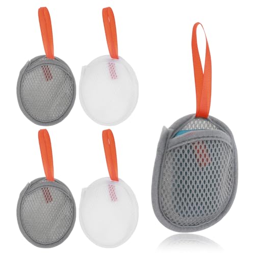 Grevosea 4 Pack Mesh Soap Saver Bag Exfoliating Pouch with Drawstring