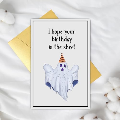 Funny Ghost Birthday Card for Friends & Coworkers - 8x5.3in