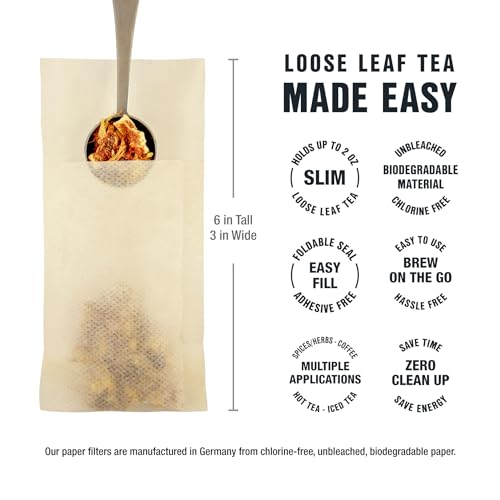 Tiesta Tea Disposable Loose Leaf Tea Filters - Easy-Fill Infuser