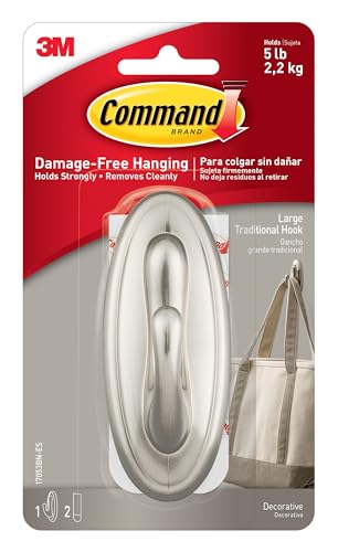 Command 5 lb Brushed Nickel Hook with Adhesive Strips - Variation 1