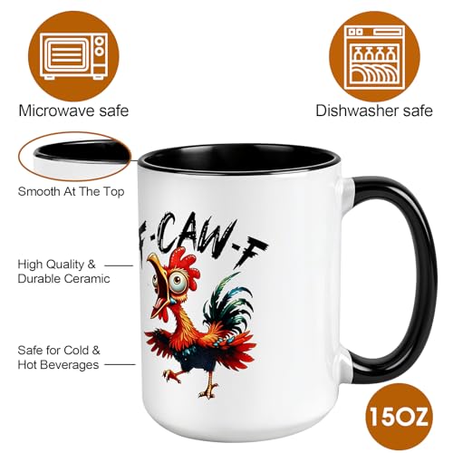 Funny Chicken Coffee Mug 15oz - Novelty Ceramic Cup (FCF)