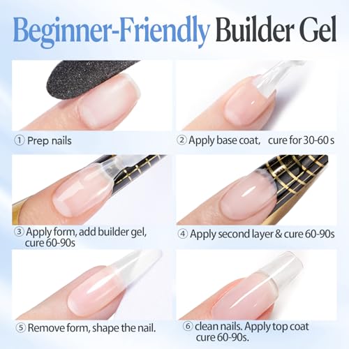 AzureBeauty Clear Builder Gel for Nails 18ml - 7-in-1 UV LED Nail Strengthener