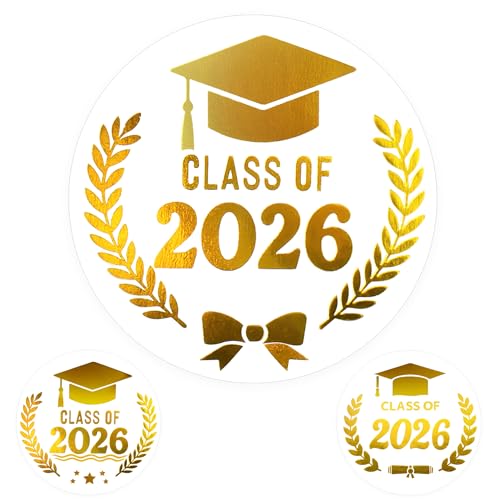 Class of 2026 Graduation Stickers - 120pcs Gold Foil Seals