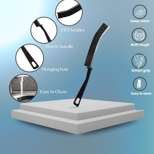 Ergonomic Hard Bristle Crevice Cleaning Brush for Tight Spaces