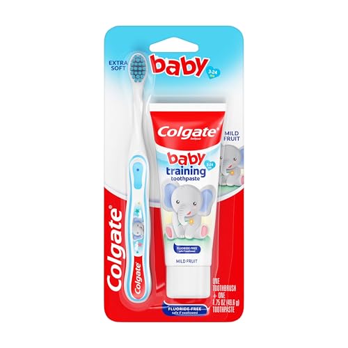 Colgate Baby Toothbrush and Fluoride-Free Training Toothpaste Kit, 3-24 Months