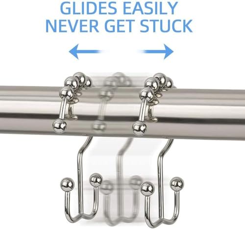 DAWNER Rust-Proof Stainless Steel Shower Curtain Hooks - Set of 12