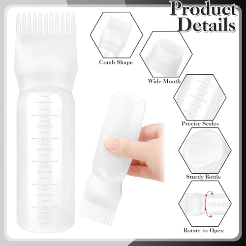 ProSuites 2 Pack 6 oz Root Comb Applicator Bottle for Hair Oil & Dye