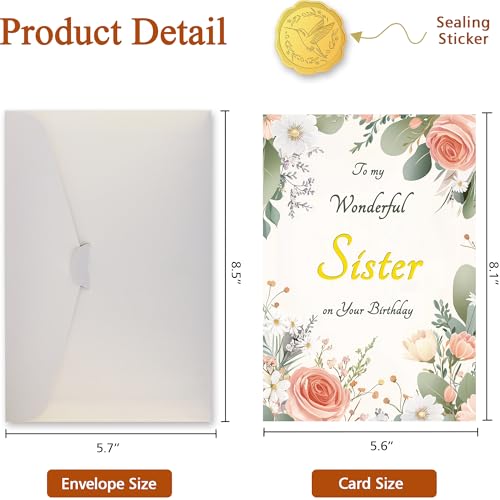 Sister Birthday Card with Gold Foil - Heartfelt Message
