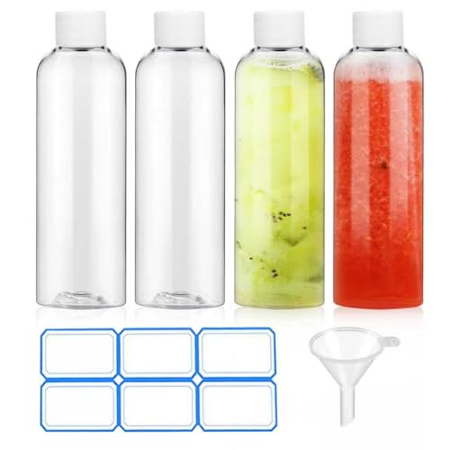 Clear Plastic Shot Bottles 3.4 Oz 100ml with Caps 4 Pack