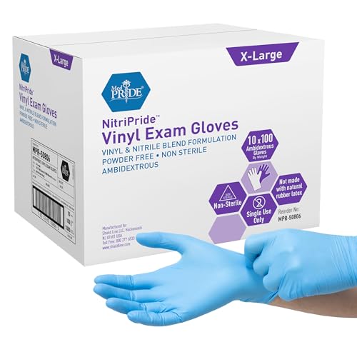 Med Pride Nitrile Vinyl Blend Exam Gloves, Powder-Free, X-Large, 1000-Ct