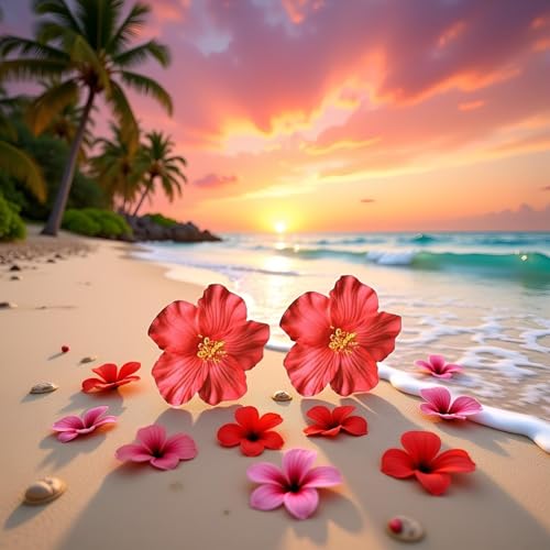 Red Hawaiian Flower Hair Clips 2Pcs Bohemian Hair Accessories